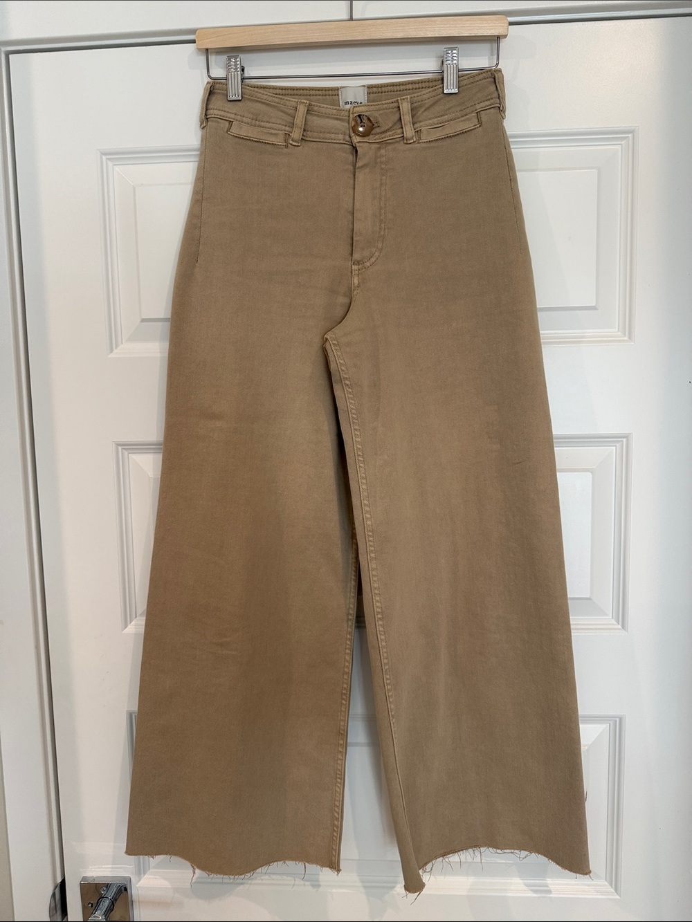 Maeve Collette Wide Leg Khaki Crop Pants